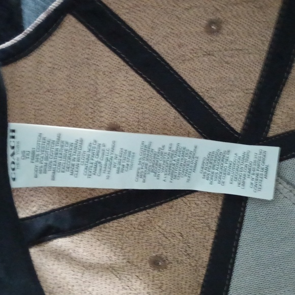 Coach Baseball Cap Hat Canvas Tan Brown & Black Leather - Picture 7 of 7